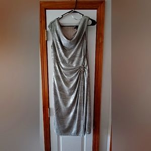 Pewter midi shiny dress